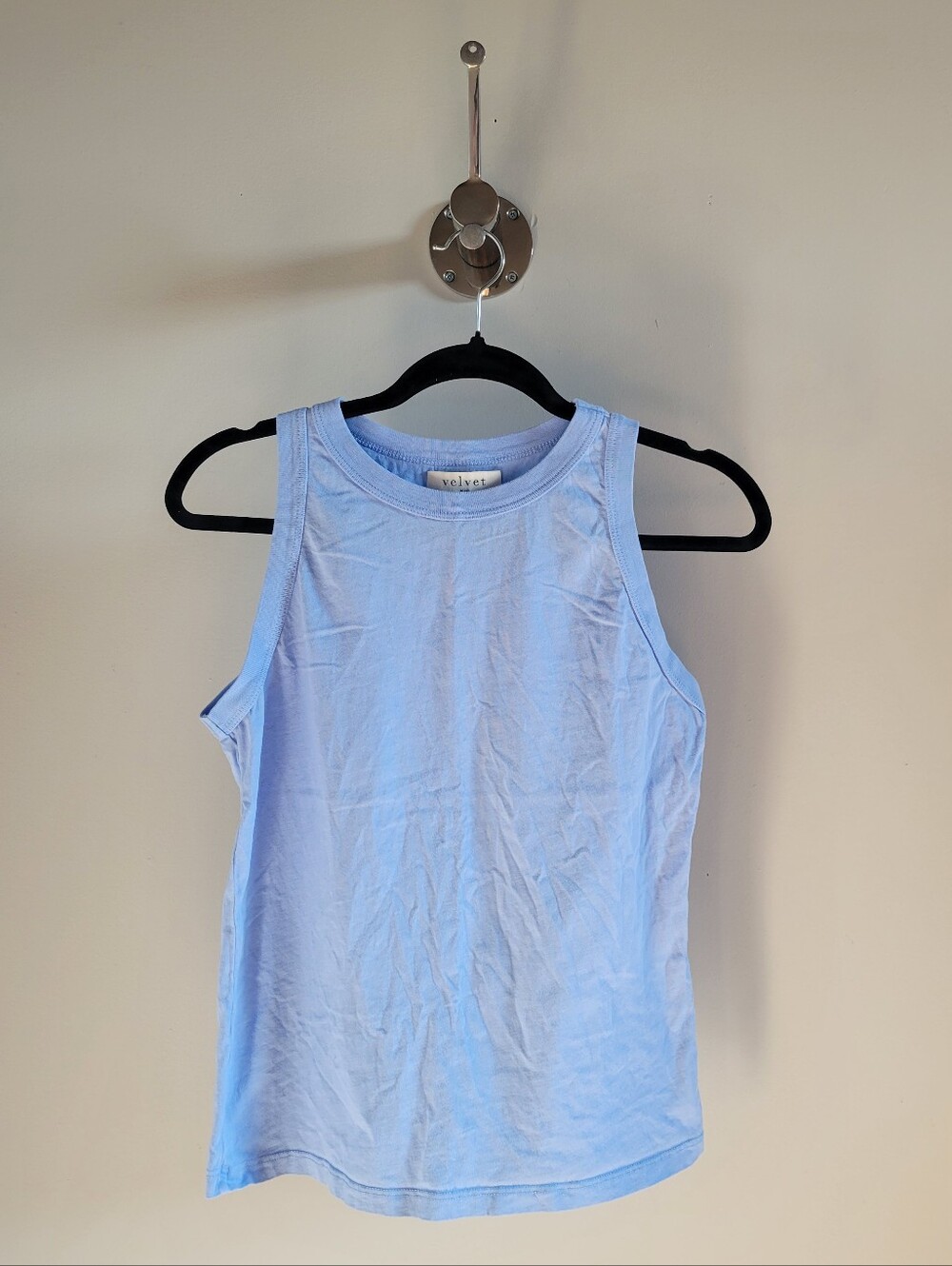Velvet with Cleo Wade Light Blue High Neck Cotton Tank Top Size Medium